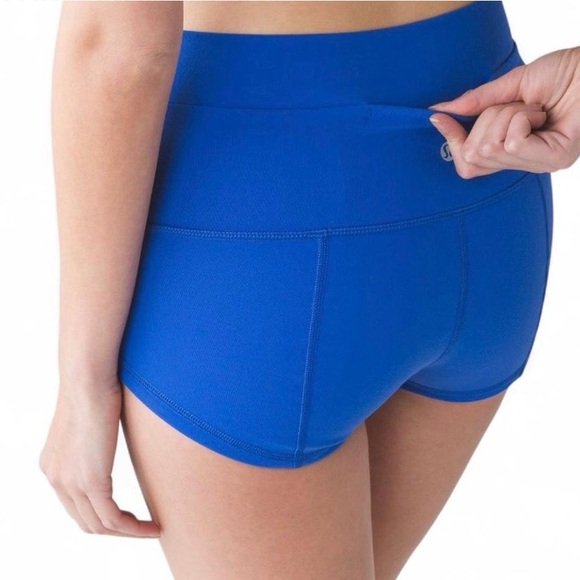 Lululemon Womens 4 Wunder Short Shorts 2" Full-On Luon Harbor Blue Yoga Athletic - Picture 2 of 6
